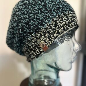 Stylish Black and Gray Crochet Beanie